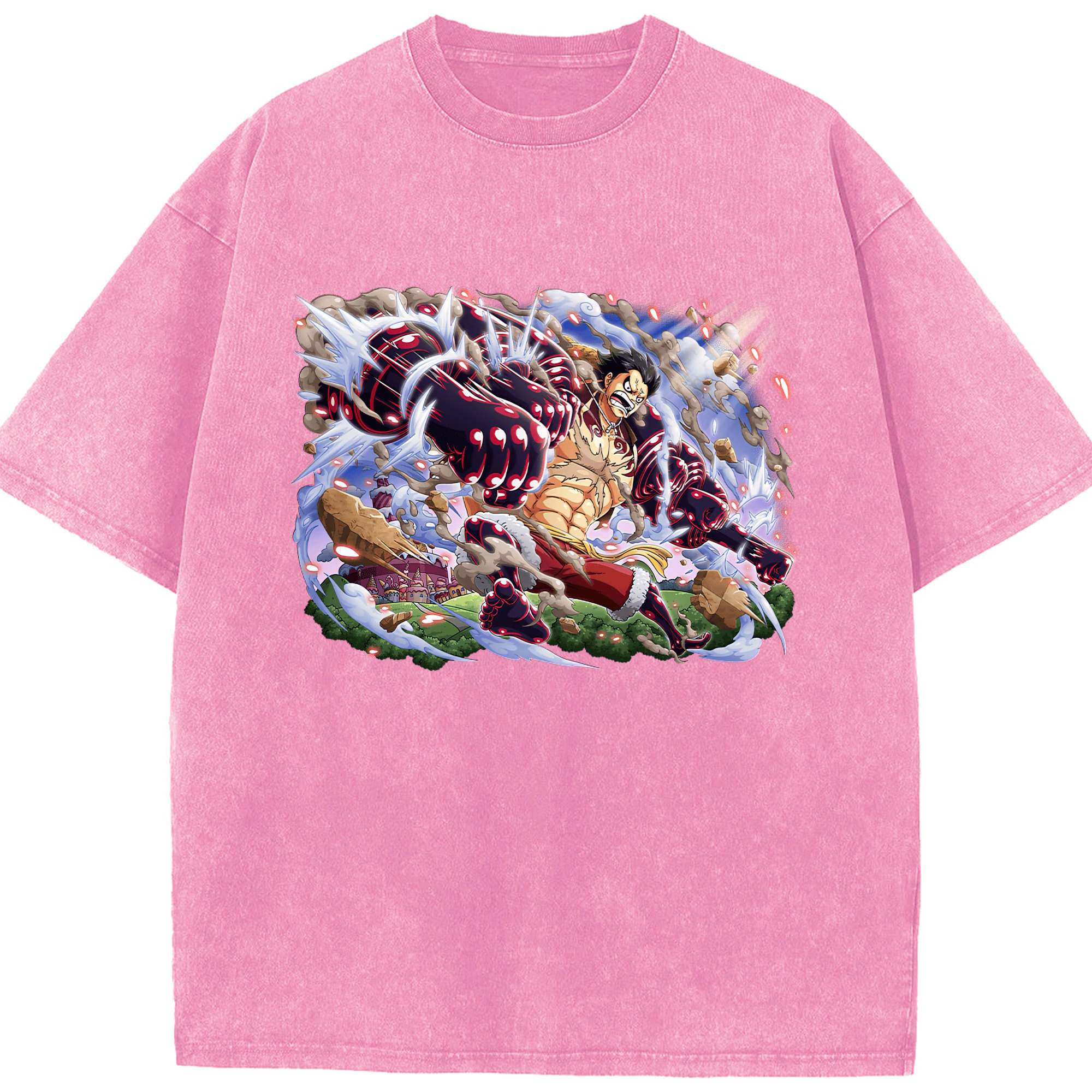ワンピース モンキー・D・ルフィ ONE PIECE Monkey D. Luffy 綿100% ヴィンテージ風 半袖Tシャツ（フロントプリント）